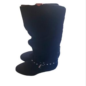 Black Suede w/ metal studs.